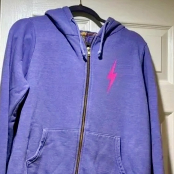 Aviator Nation Zip Up Hoodie Sweatshirt with Pink Bolt - Picture 6 of 6